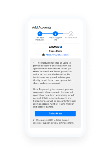 Log in to your bank