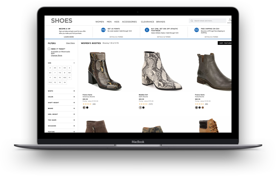 eCommerce website on laptop