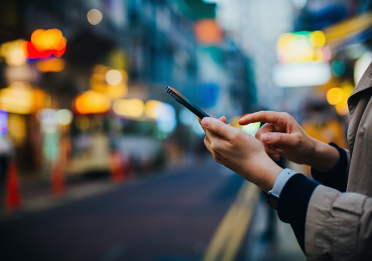 Looking at mobile screen